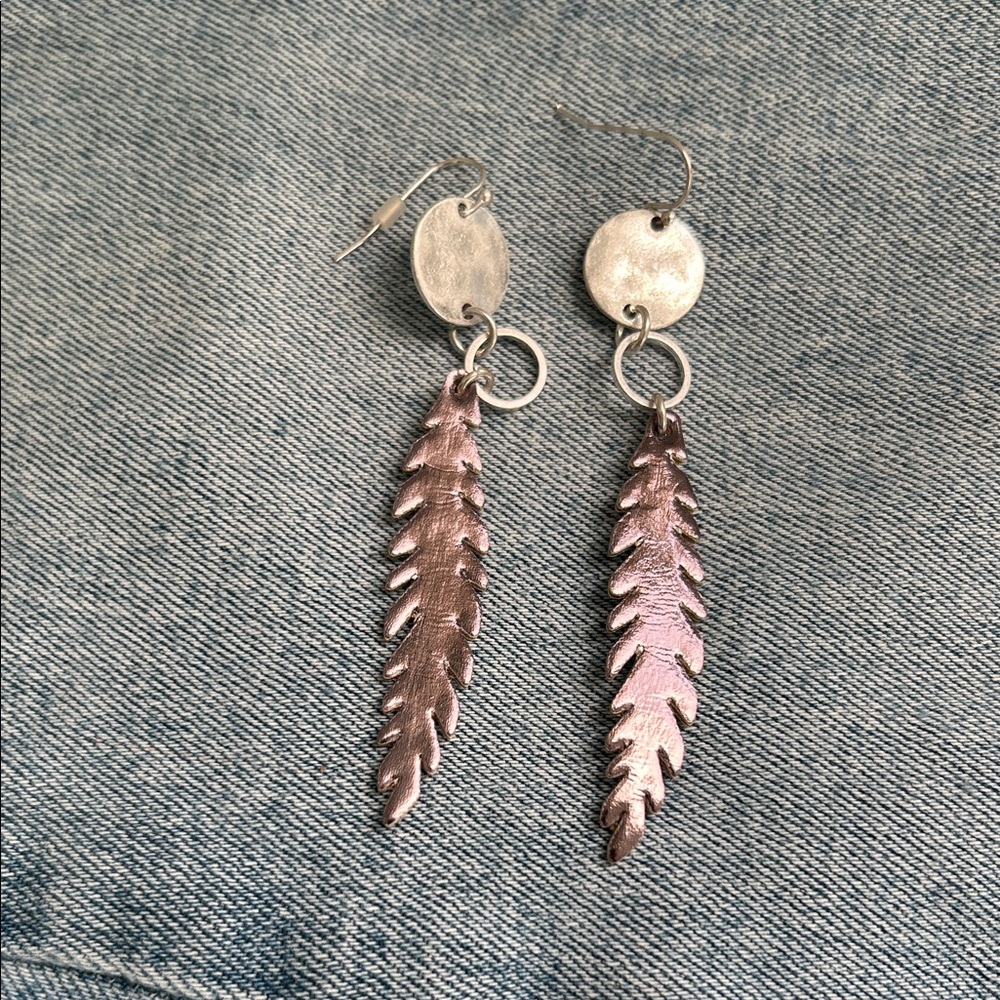 Silver Feather Dangle Earrings